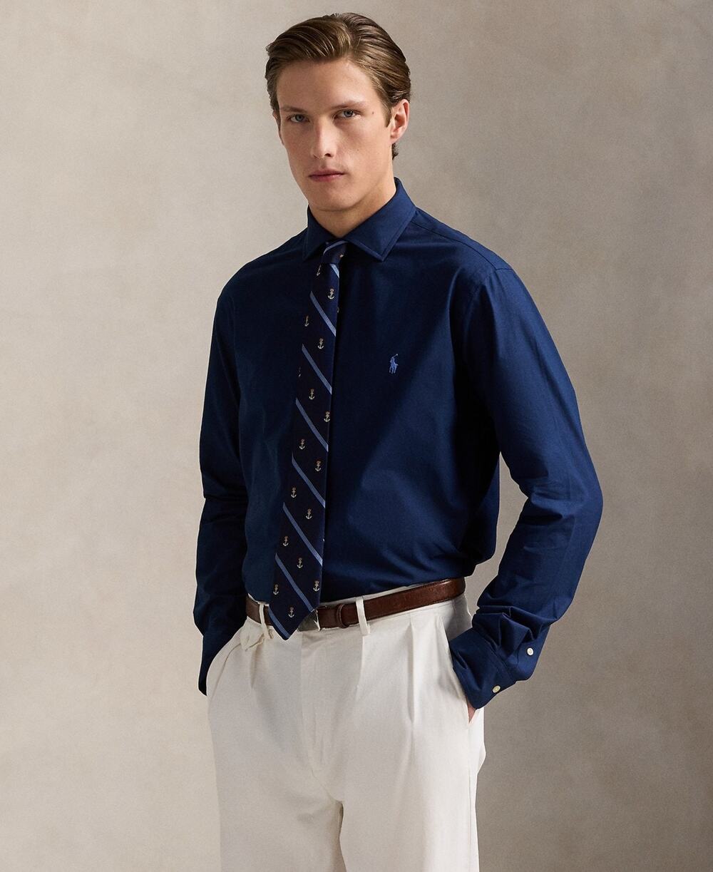 Polo Ralph Lauren Classic-Fit Stretch Poplin Button-Down Shirt Navy XXL